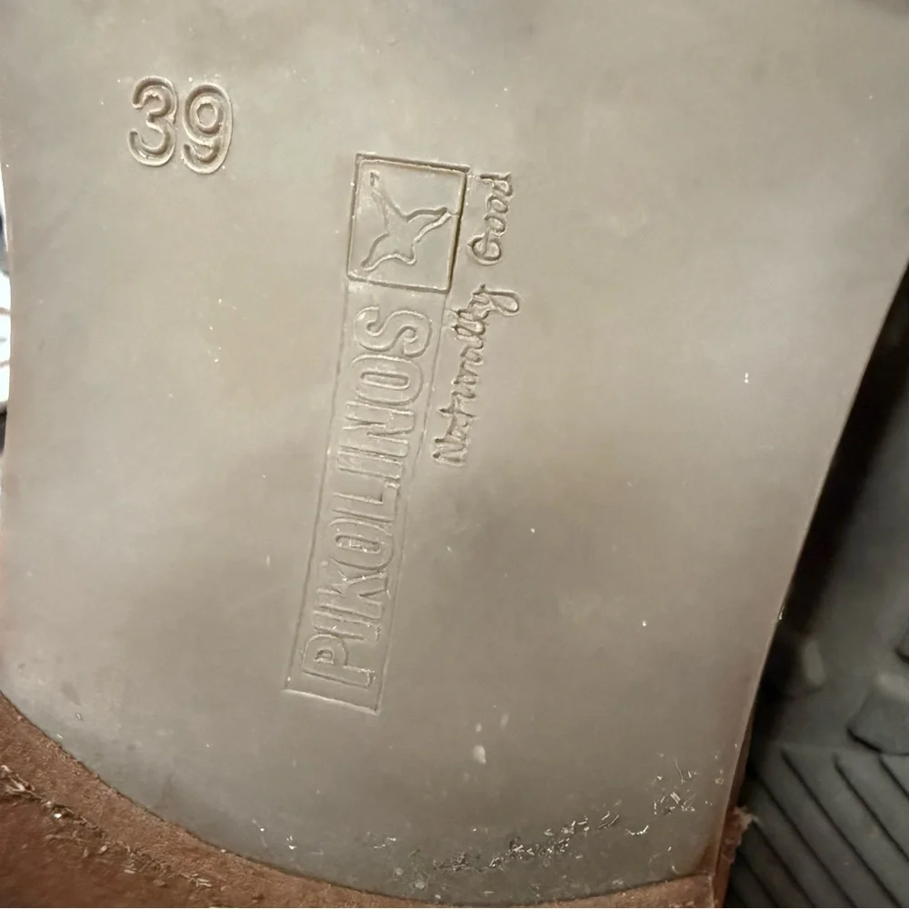 Pikolinos Tan Leather Tall Riding Boots Women’s 39 8.5 Braided Detail Zip Up - Picture 10 of 16